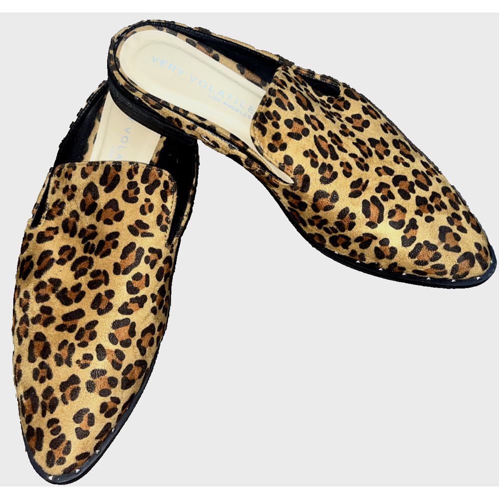 Women's Mules Leopard Print Very Volatile Animal Print Slip On Slides SIZE 8
